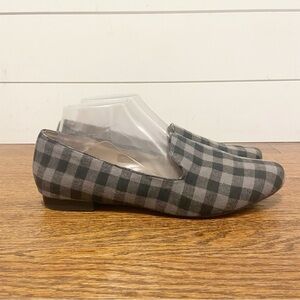 Soft Surroundings | Buffalo Plaid Black/Gray Flat Loafers Size 8.5